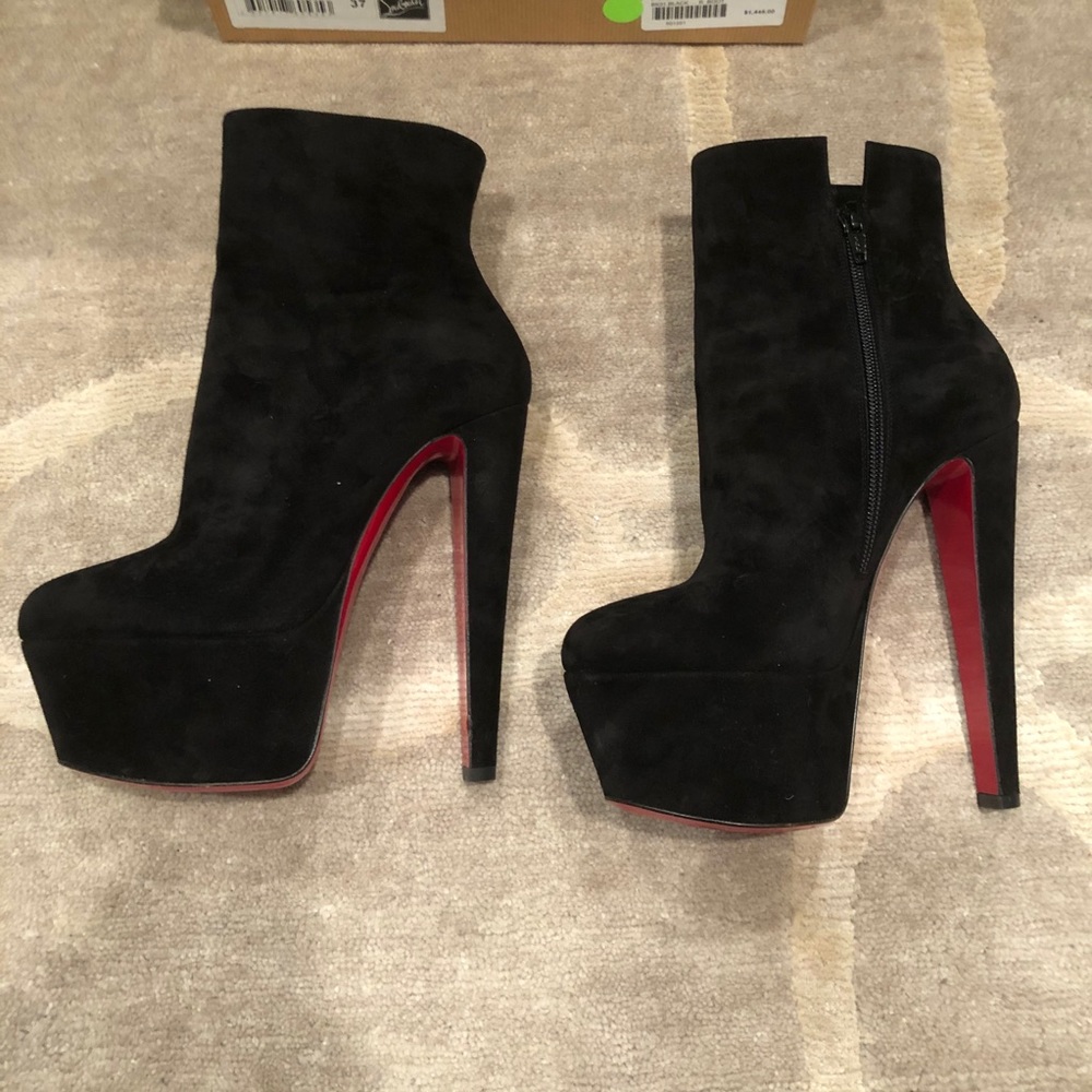 Christian Louboutin Black Suede Platform Boots
